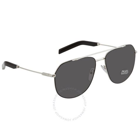 Prada PR 59WS Men's Sunglasses Silver/Black/Dark Grey 60